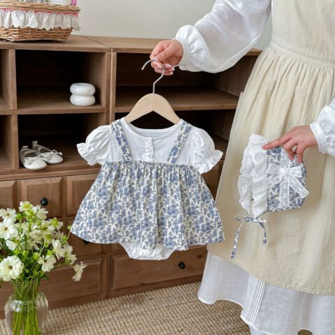 P&O Kids Blue Floral Romper Dress