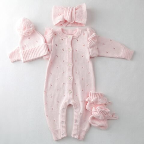 Baby Pink Girls Receiving Set - product view